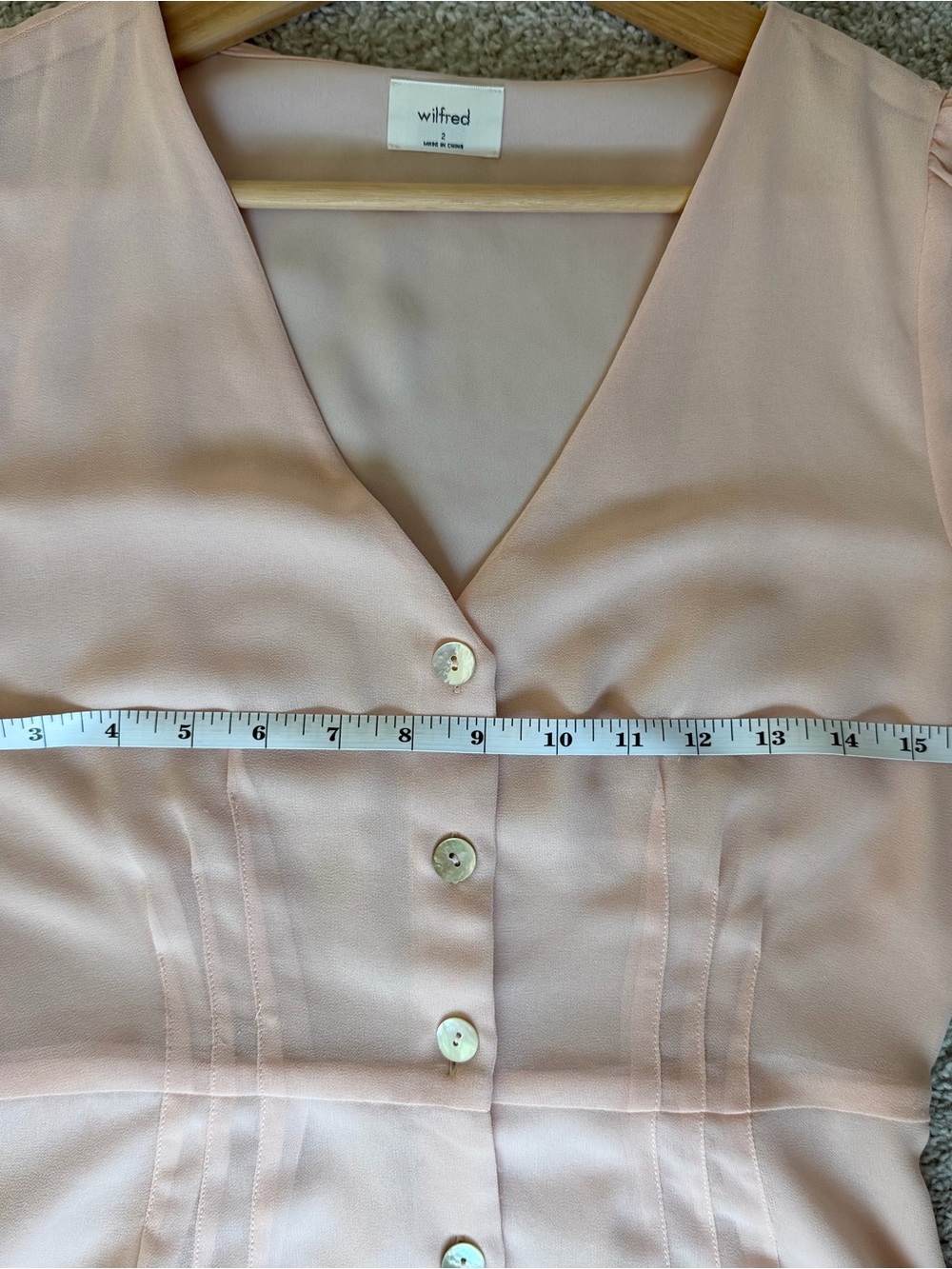 Aritzia Wilfred Freya babydoll dress Chiffon  Button Front Rose Pink 4 - Picture 3 of 6